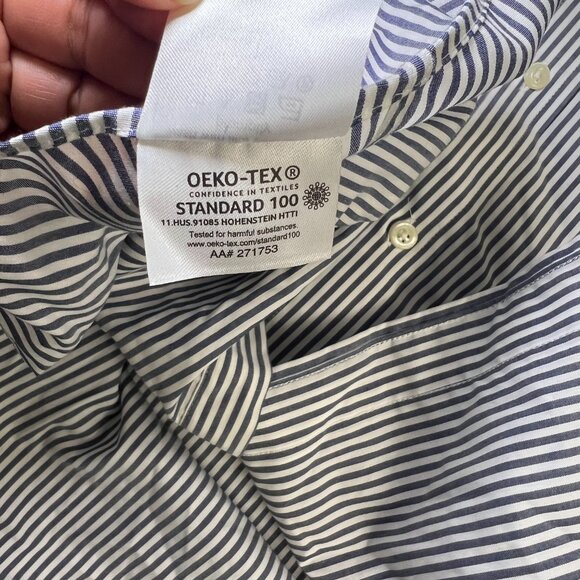 Men's Ralph Lauren Blue White Striped Button Down Shirt XL Long Sleeve Casual - Picture 5 of 15